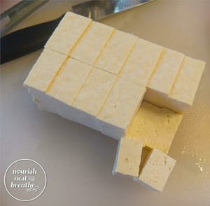 Tofu cut for croutons