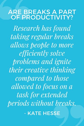 Research has found taking regular breaks allows people to more efficiently solve problems and ignite their creative thinking compared to those allowed to focus on a task for extended periods without breaks.