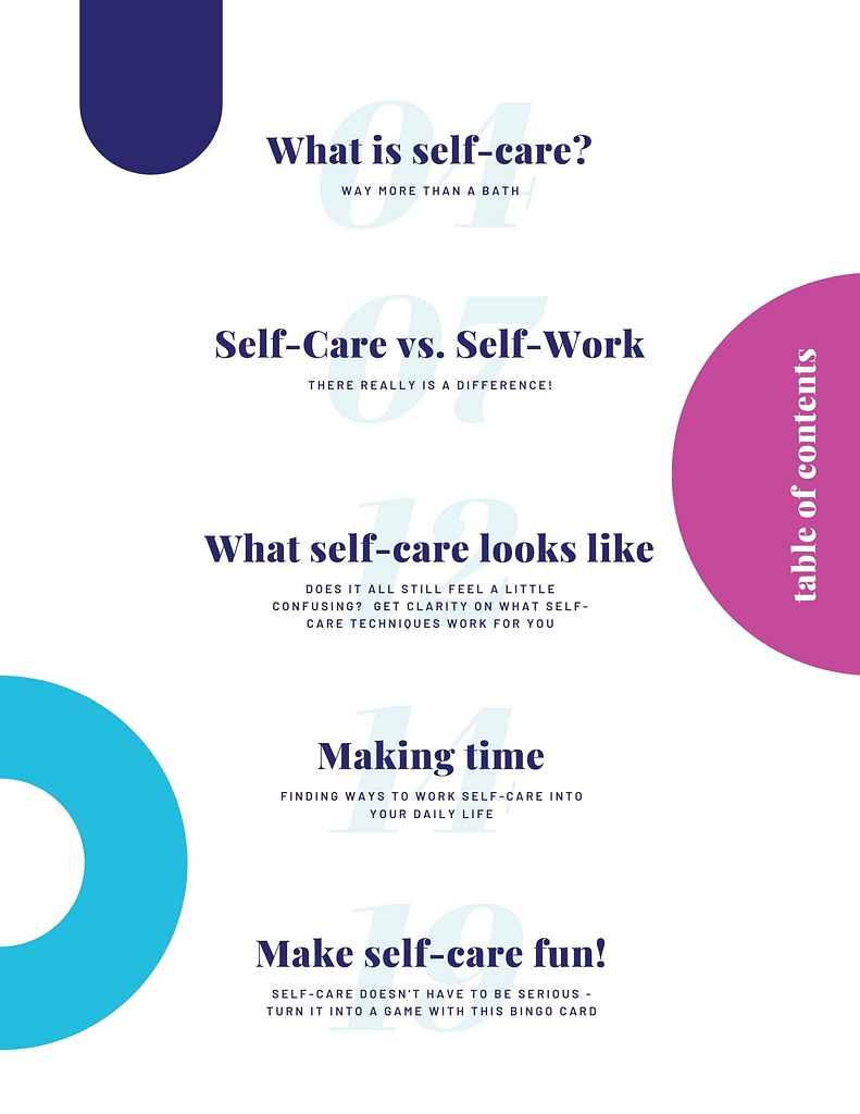 Self-Care Toolkit Table of Contents