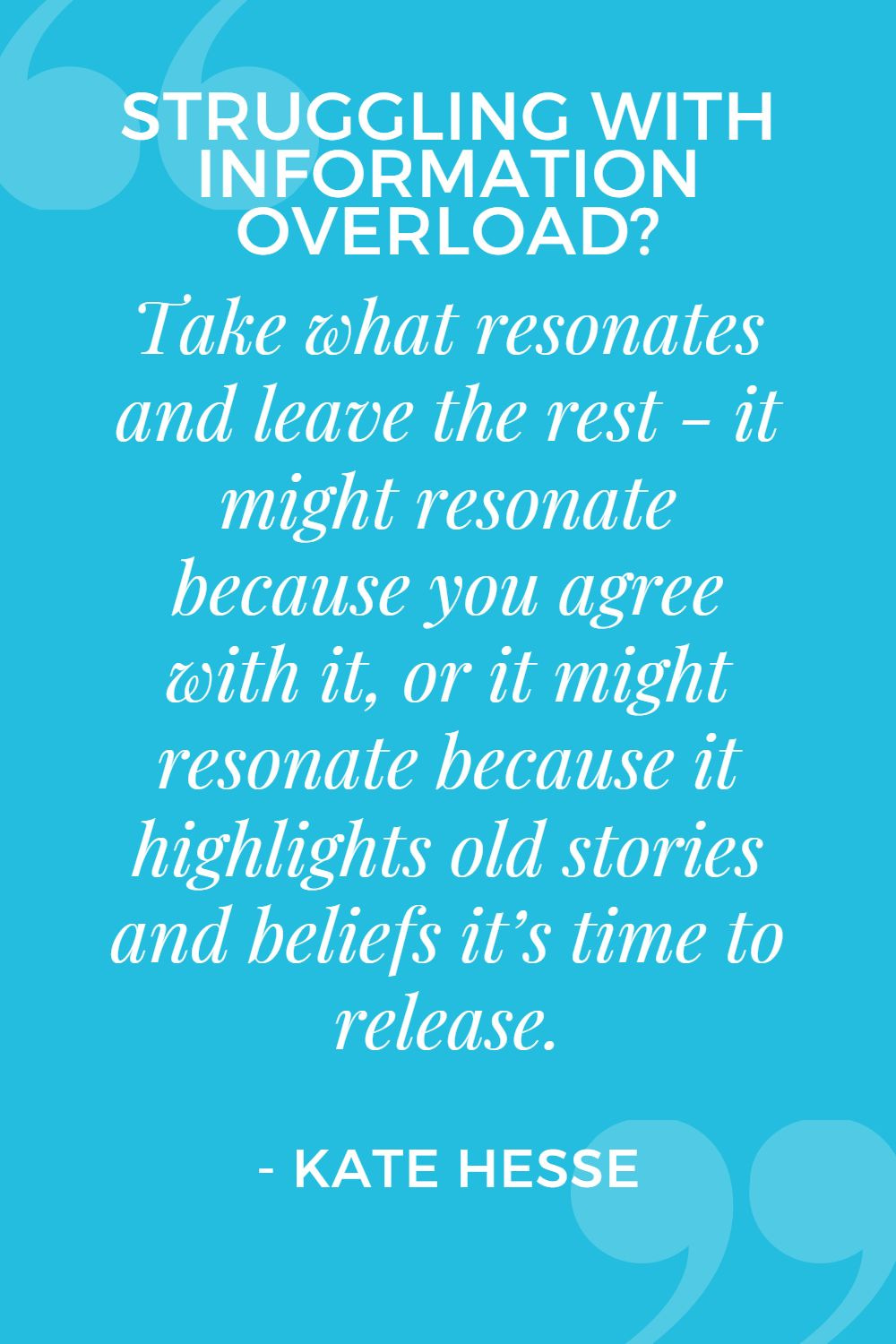 Take what resonates and leave the rest - it might resonate because you agree wit hit, or it might resonate because it highlights old stories and beliefs it's time to release.